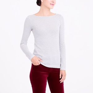 J Crew silver stripe long sleeve top